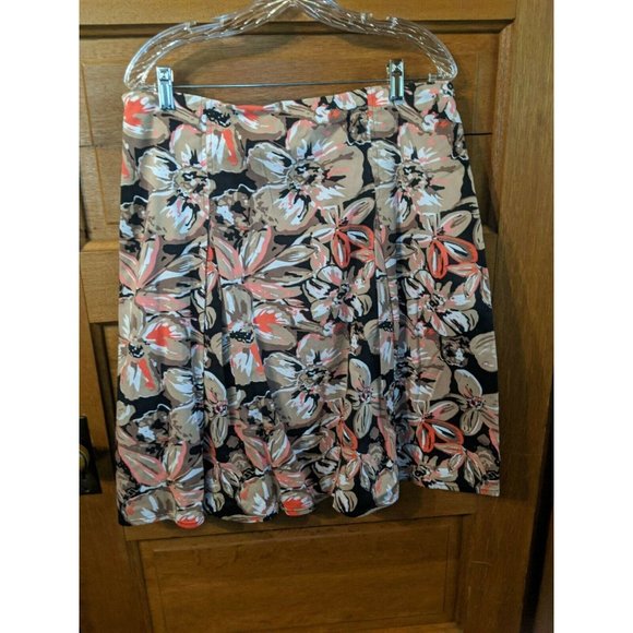 CJ Banks Size 12 Skirt Pleated Floral Tan Black Pink Modest Womens Christopher - Picture 1 of 6